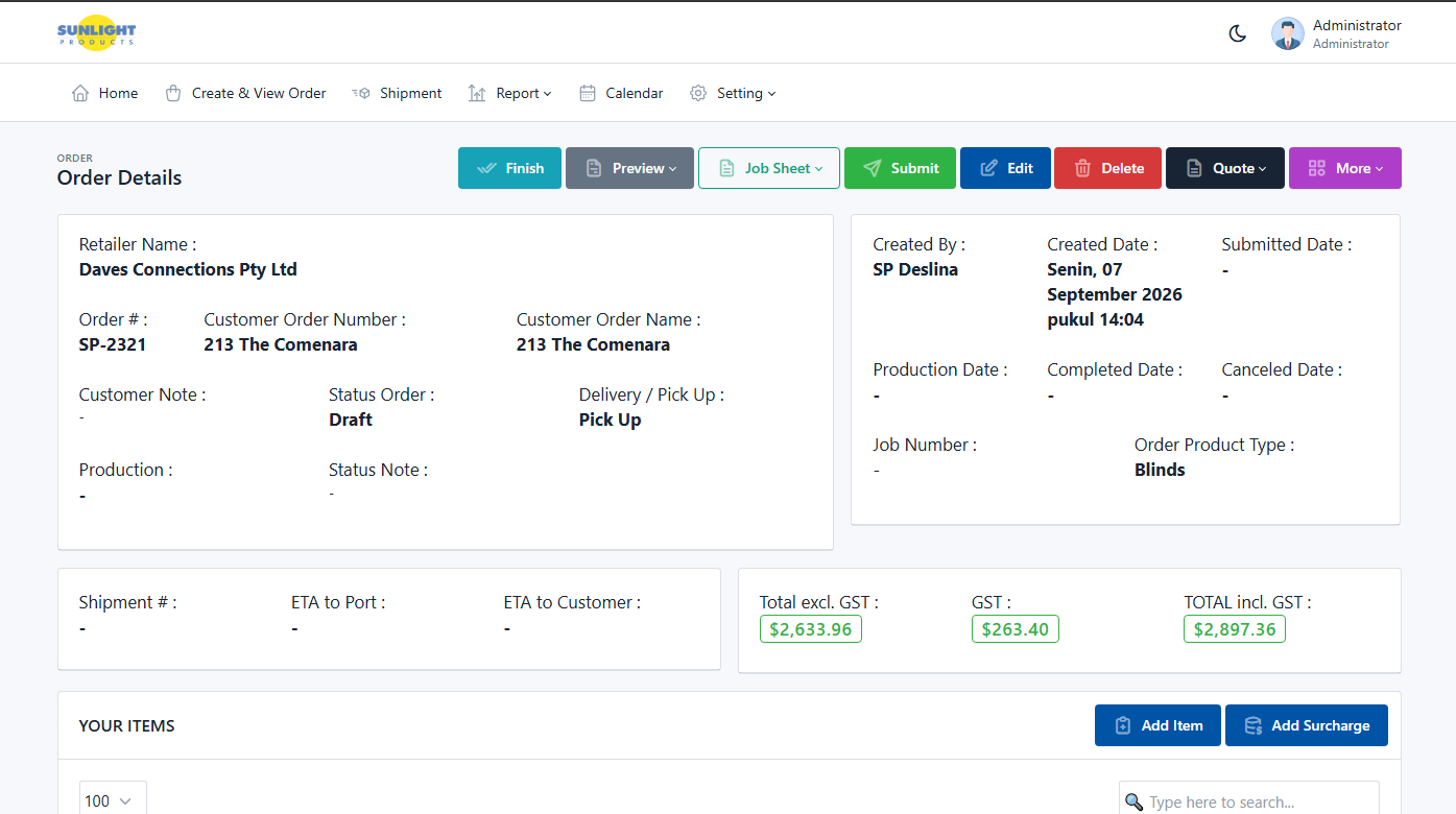 Online Order System Preview